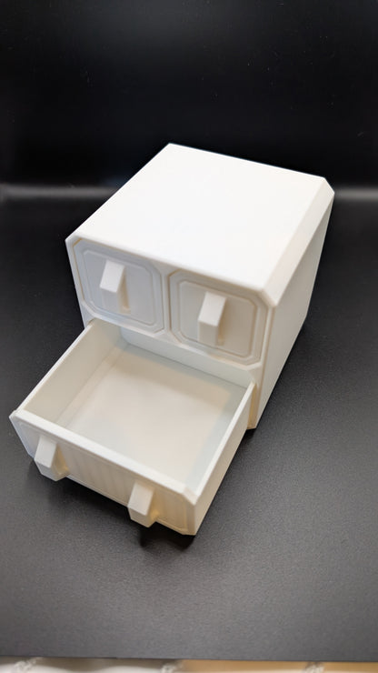 3d printed custom 5 compartment 3 drawer desktop storage organizer