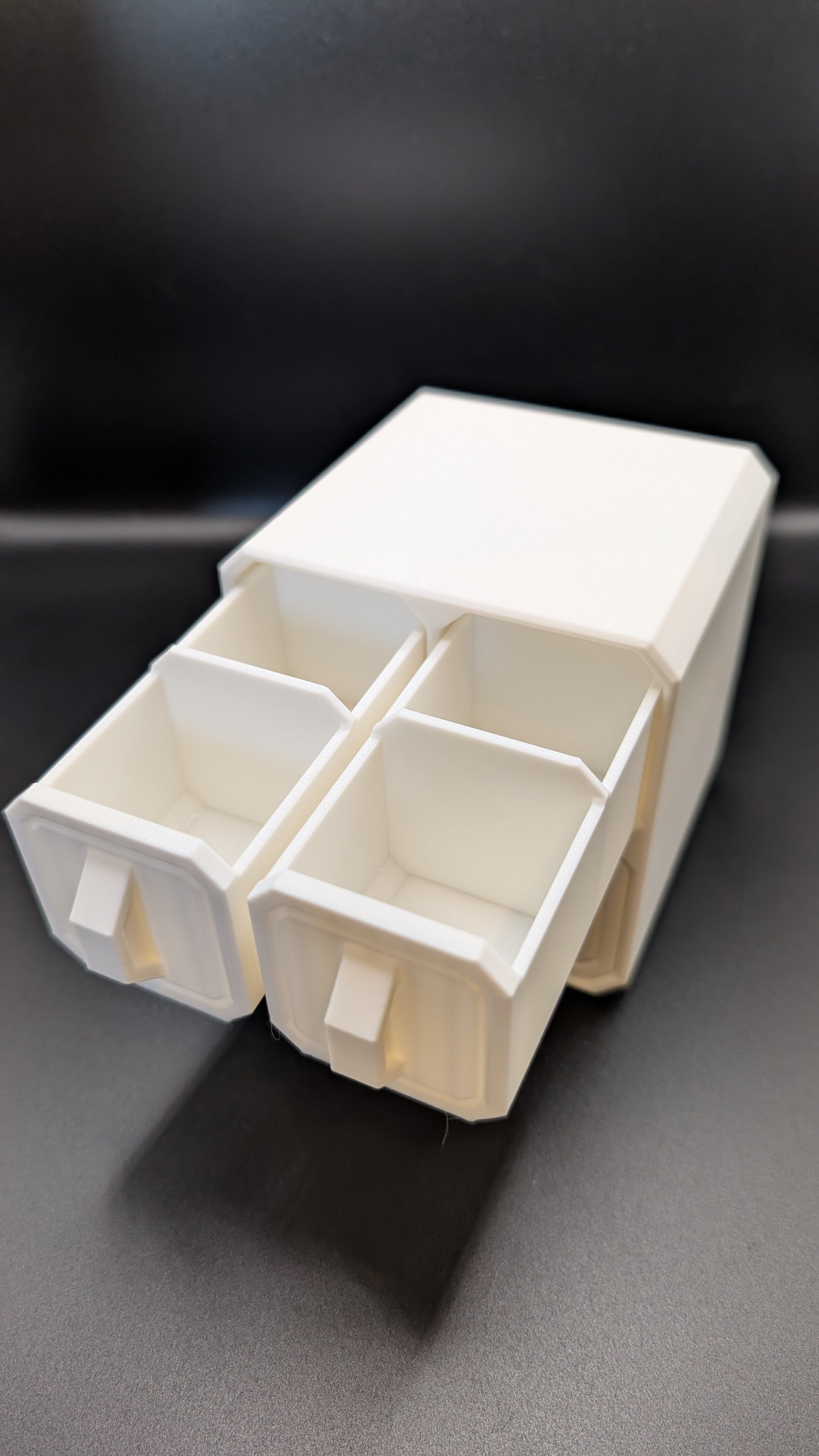 3d printed custom 5 compartment 3 drawer desktop storage organizer