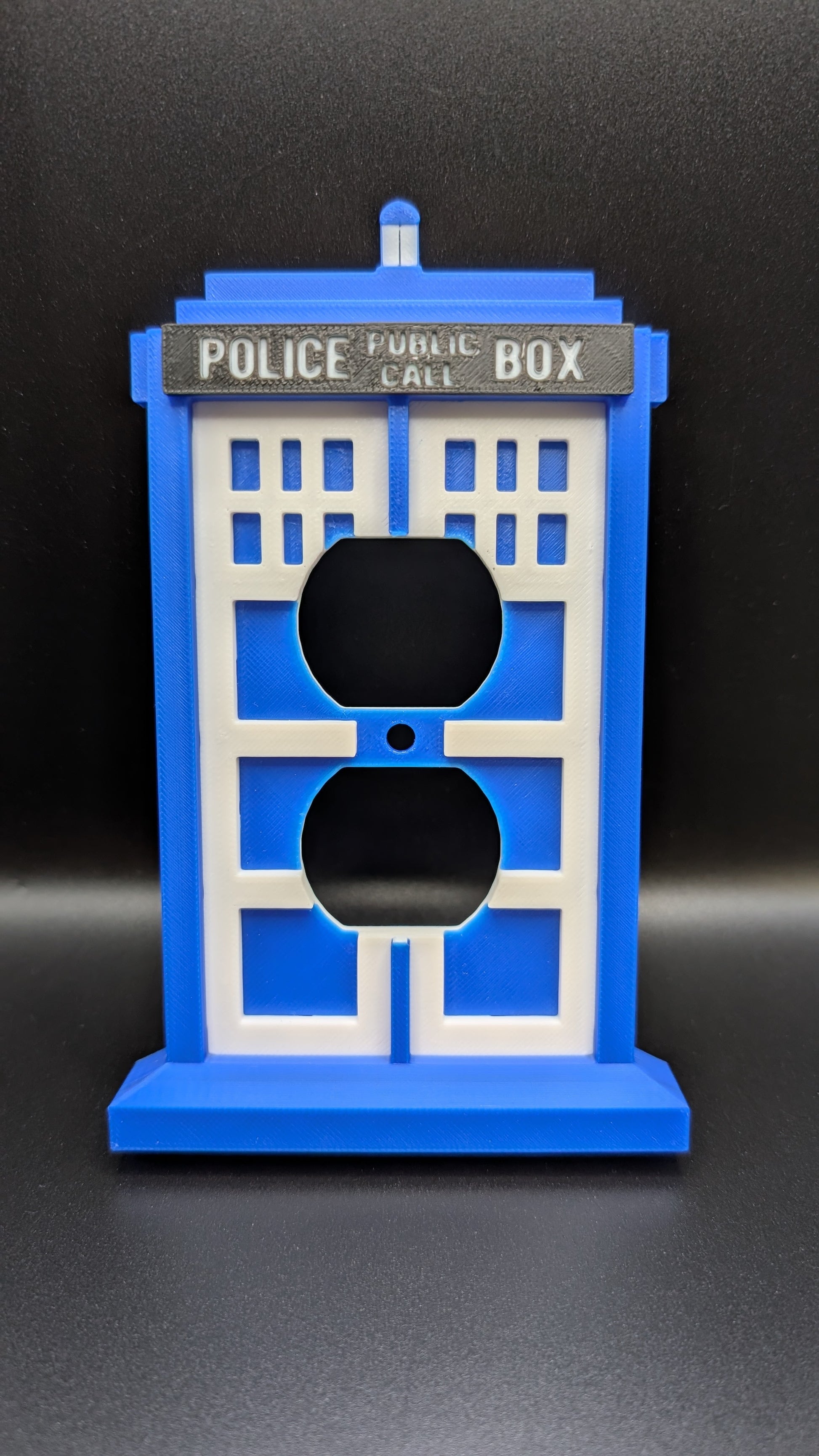 3d printed custom dr who inspired tardis police box outlet cover